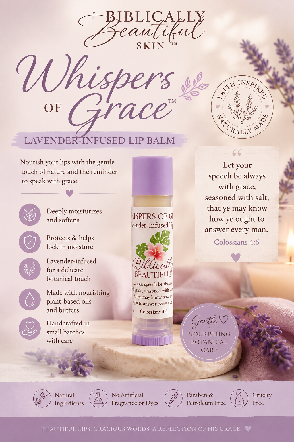 Whispers of Grace Lavender-Infused Lip Balm 5.5ml